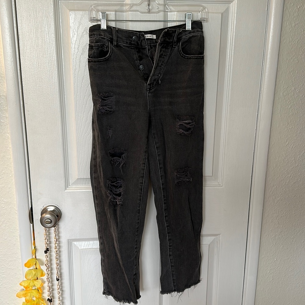 PacSun black High Rise Straight ripped jeans size 24